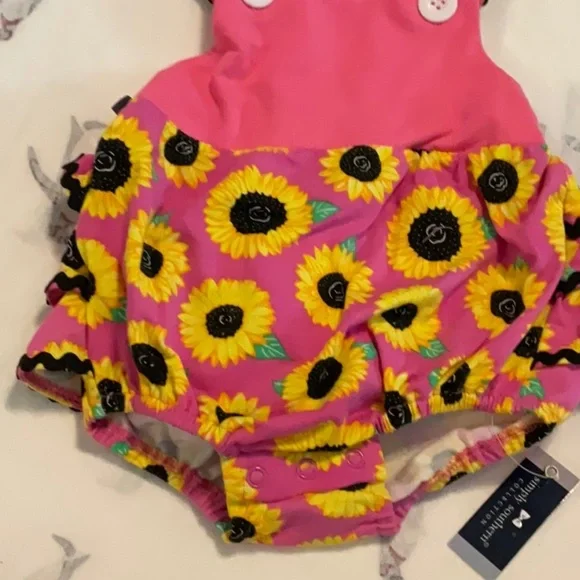 Simply Southern Pink Sunflower Baby Romper - Picture 6 of 6